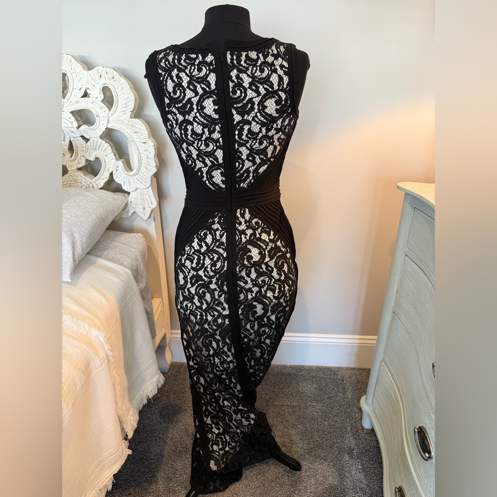 Tadashi Shoji Black and Cream Lace Maxi 4